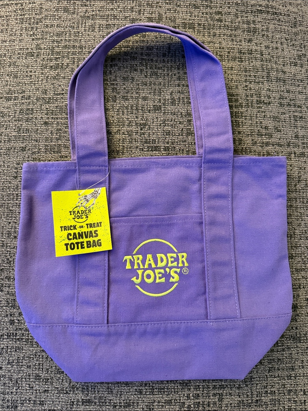 NWT Trader Joe’s 2026 Halloween Trick or Treat Canvas Tote Bag, Purple/Purple